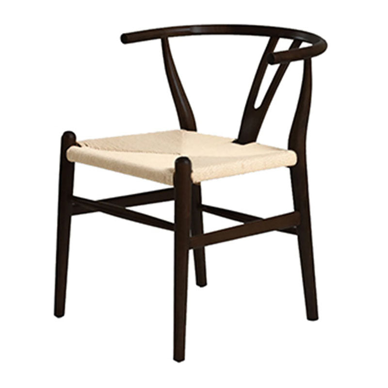 Contemporary Wood Dining Room Chair Wicker Single Dining Chair for Home Use