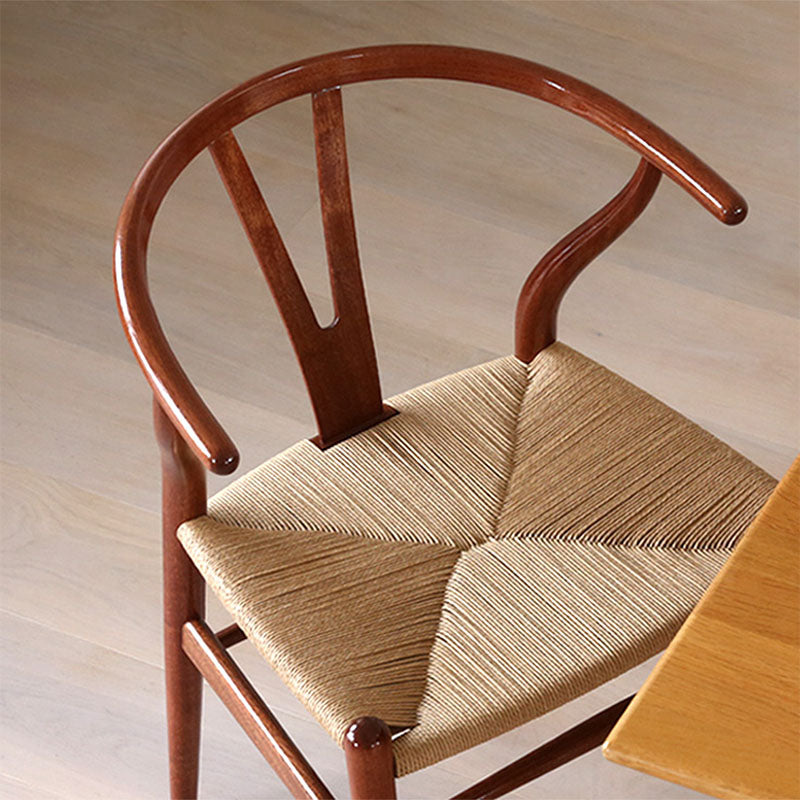 Contemporary Wood Dining Room Chair Wicker Single Dining Chair for Home Use