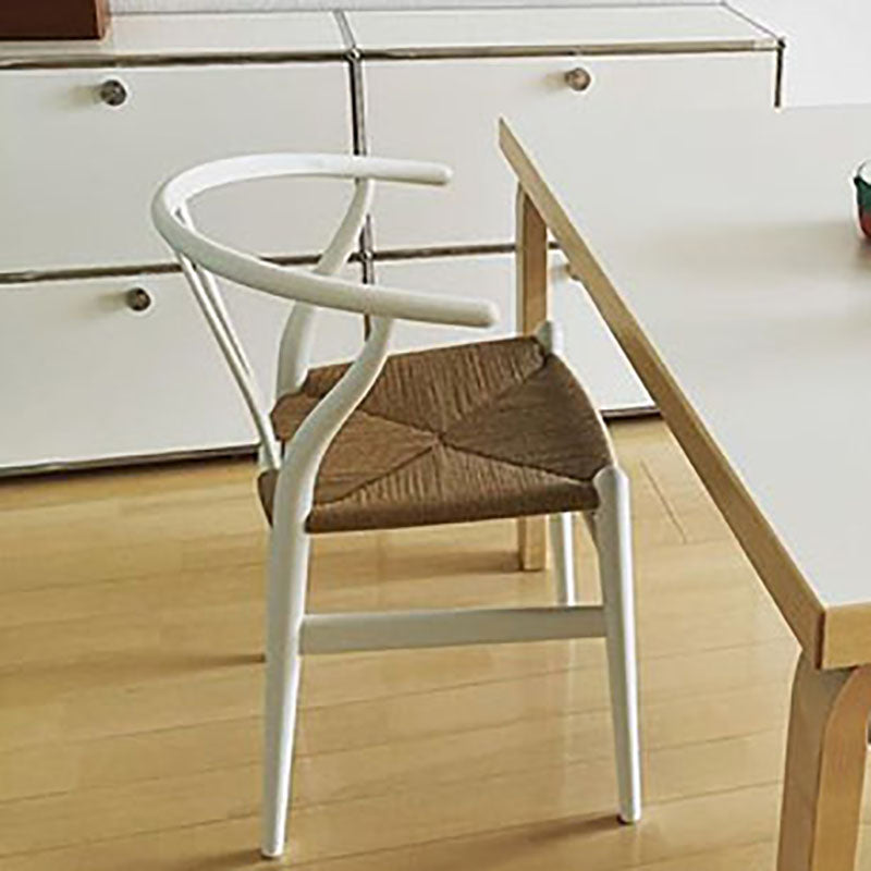 Contemporary Wood Dining Room Chair Wicker Single Dining Chair for Home Use