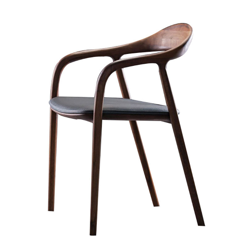 Chaise de salle à manger contemporaine en bois massif, chaise latérale de salle à manger simple à dossier ouvert
