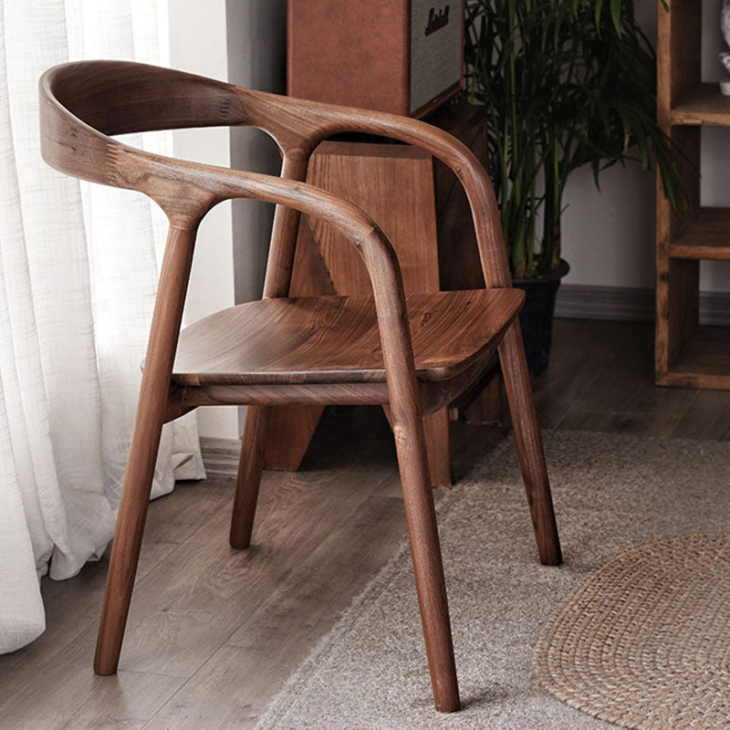 Chaise de salle à manger contemporaine en bois massif, chaise latérale de salle à manger simple à dossier ouvert