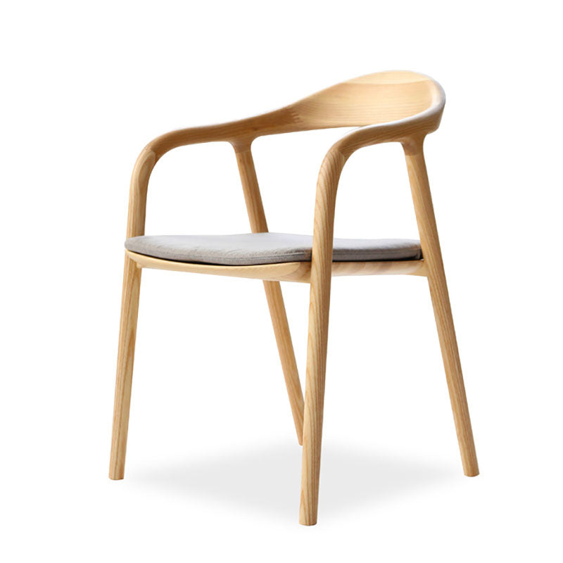 Chaise de salle à manger contemporaine en bois massif, chaise latérale de salle à manger simple à dossier ouvert