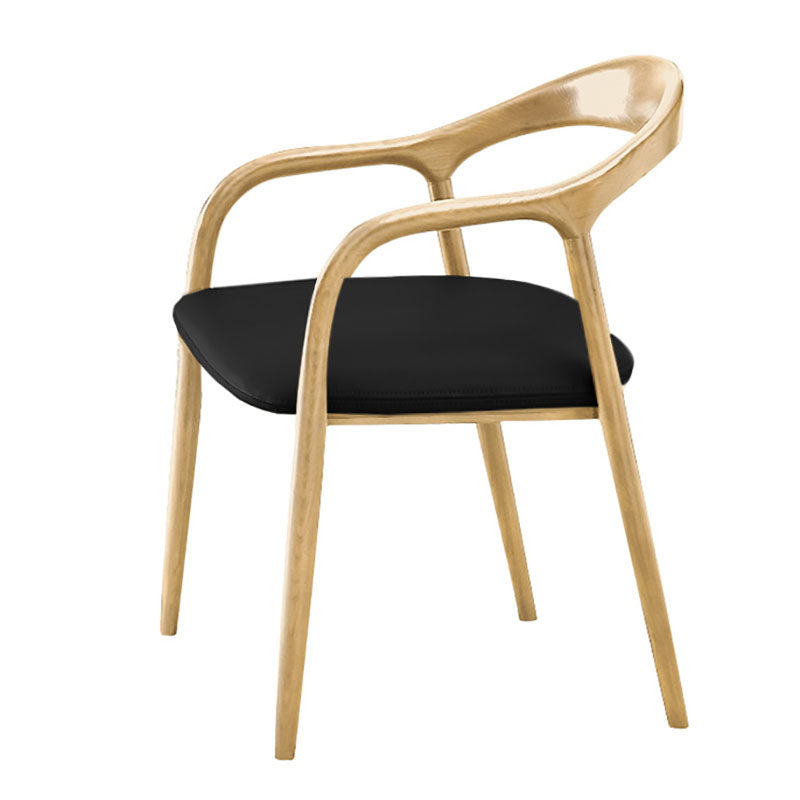 Chaise de salle à manger contemporaine en bois massif, chaise latérale de salle à manger simple à dossier ouvert
