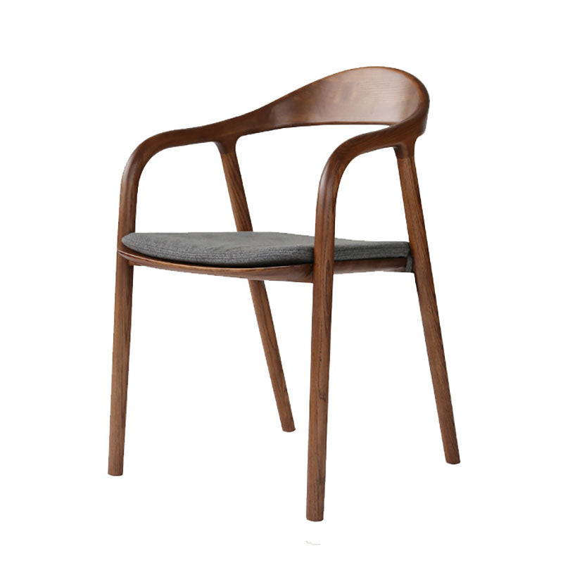 Chaise de salle à manger contemporaine en bois massif, chaise latérale de salle à manger simple à dossier ouvert