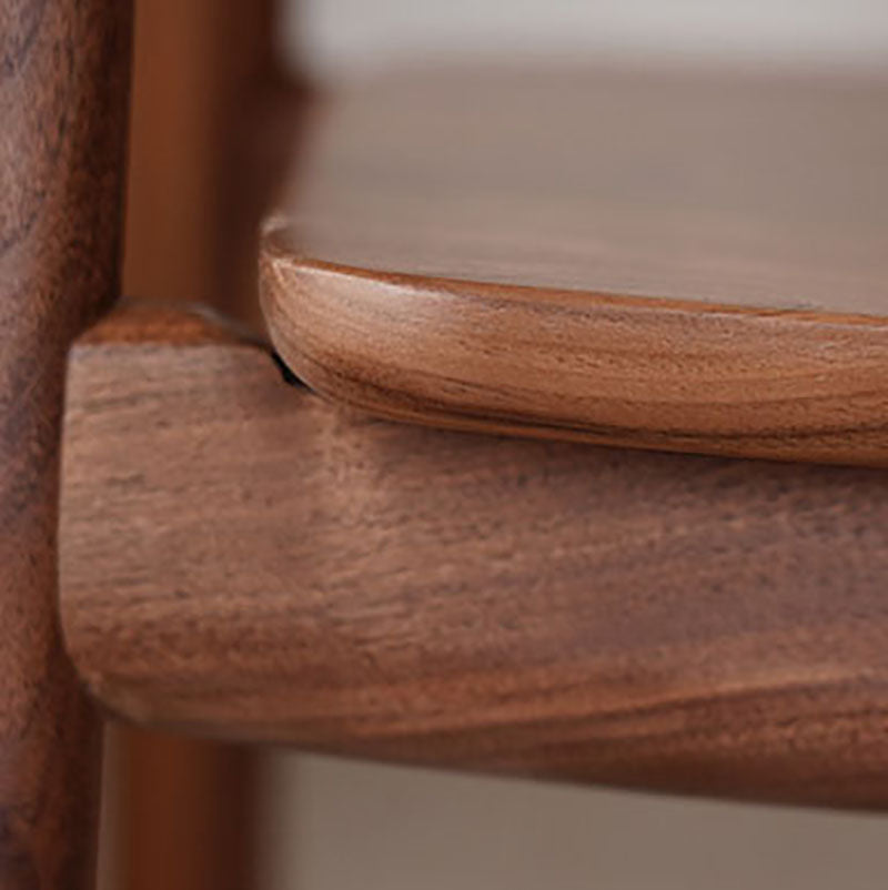 Chaise de salle à manger contemporaine en bois massif, chaise latérale de salle à manger simple à dossier ouvert