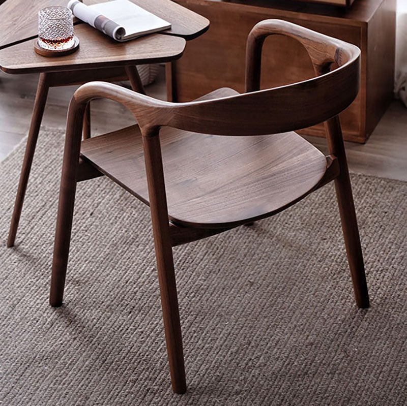 Chaise de salle à manger contemporaine en bois massif, chaise latérale de salle à manger simple à dossier ouvert