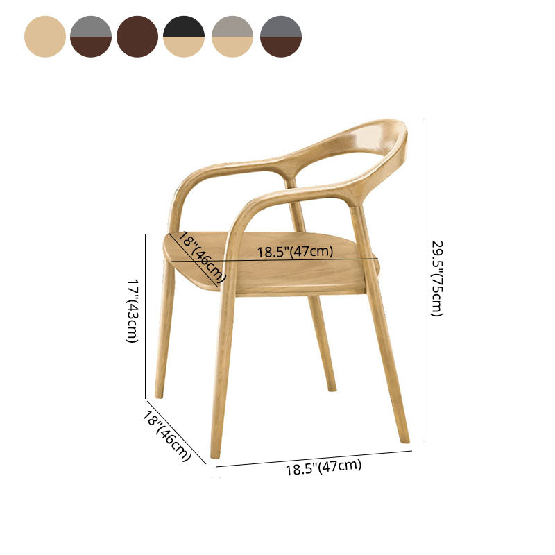 Chaise de salle à manger contemporaine en bois massif, chaise latérale de salle à manger simple à dossier ouvert