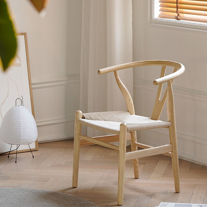 Chaise de salle à manger en bois contemporaine, chaise de salle à manger simple en os de fourchette pour Restaurant