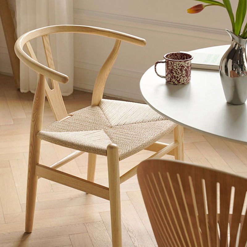 Chaise de salle à manger en bois contemporaine, chaise de salle à manger simple en os de fourchette pour Restaurant