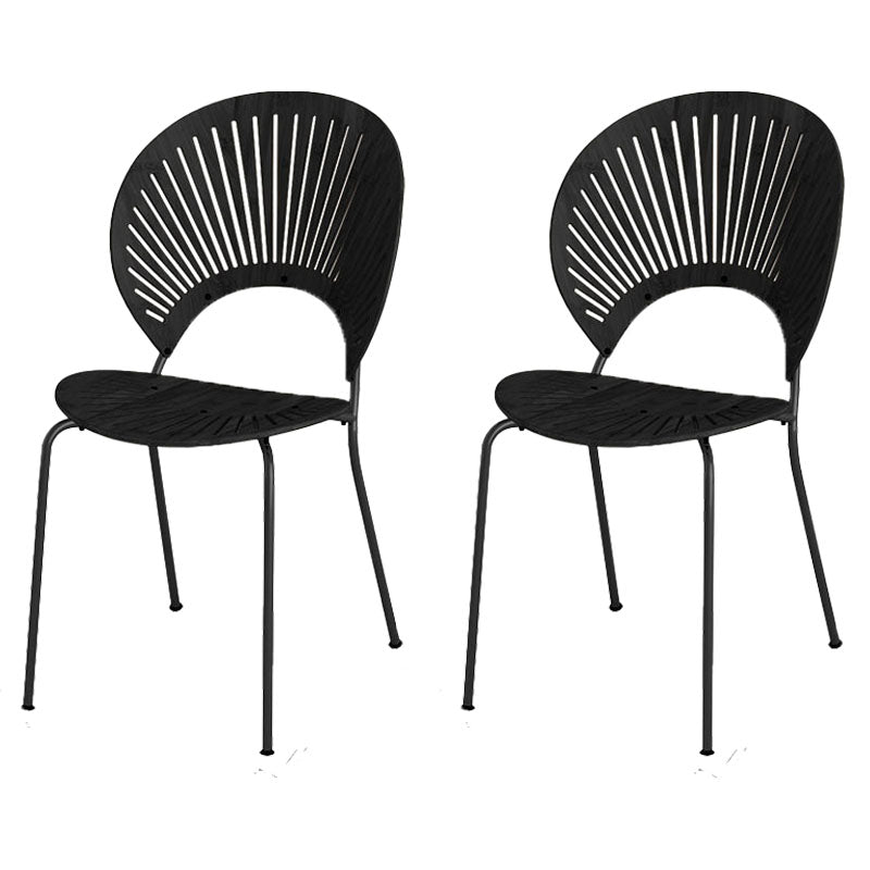 Industrial Home Wood Side Chair Matte Finish Open Back Dining Chair (Set of 2)