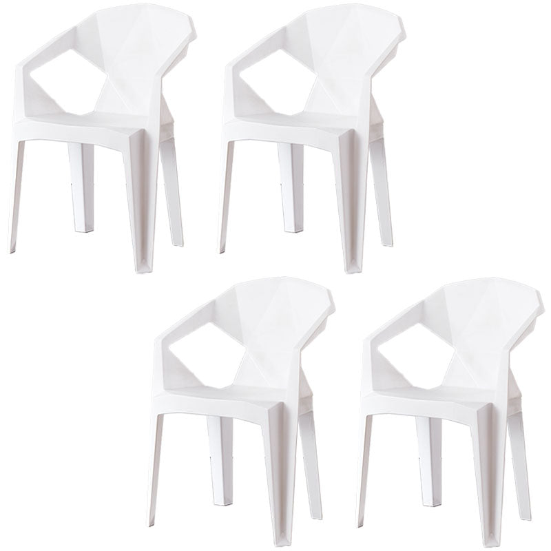 Chaises de salle à manger de style contemporain Chaises d'appoint avec accoudoirs en plastique pour cuisine (Ensemble de 4)