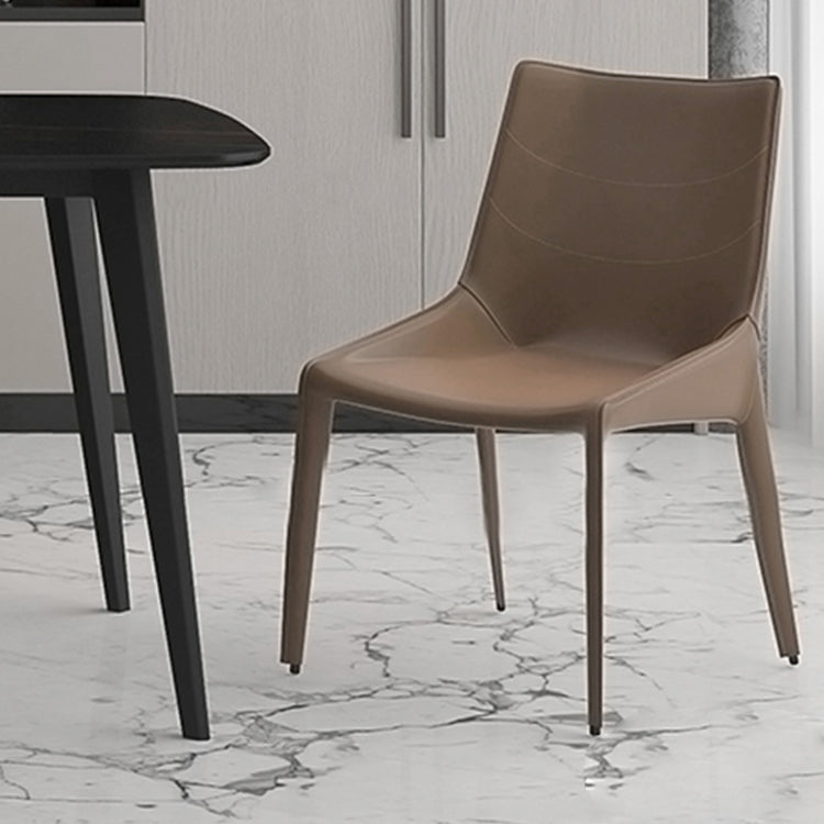 Fauteuils de salle à manger en cuir de style minimaliste Chaise d'appoint à dossier solide (Ensemble de 2)