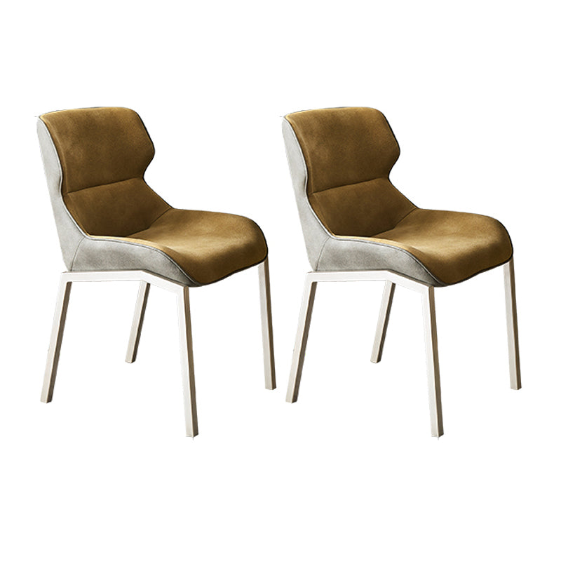Fauteuils de salle à manger de style minimaliste Chaises Parsons à oreilles en similicuir (Ensemble de 2)