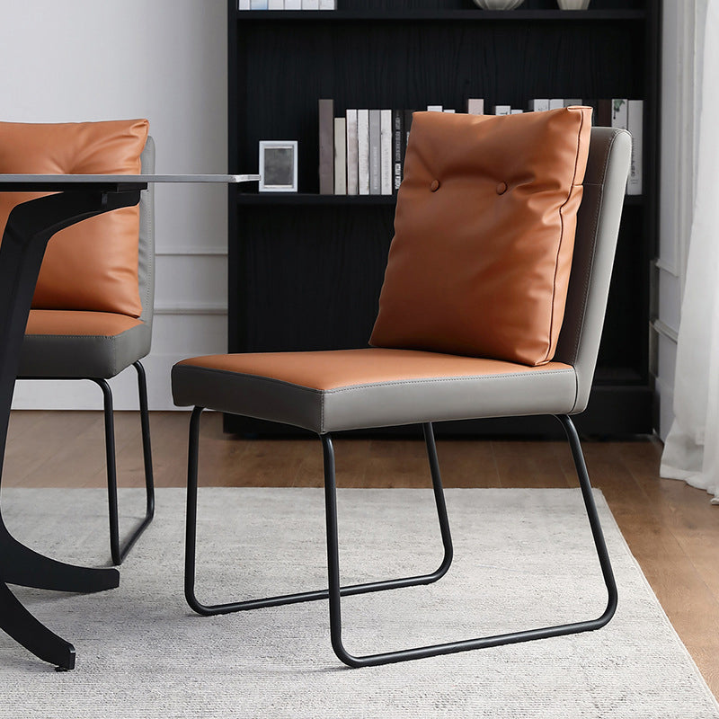 Chaise d'appoint industrielle d'intérieur Chaise de salle à manger rembourrée en métal à dossier solide (Ensemble de 2)