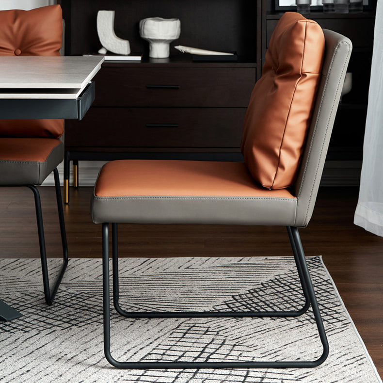 Chaise d'appoint industrielle d'intérieur Chaise de salle à manger rembourrée en métal à dossier solide (Ensemble de 2)