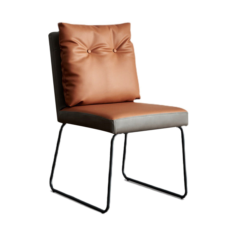 Chaise d'appoint industrielle d'intérieur Chaise de salle à manger rembourrée en métal à dossier solide (Ensemble de 2)