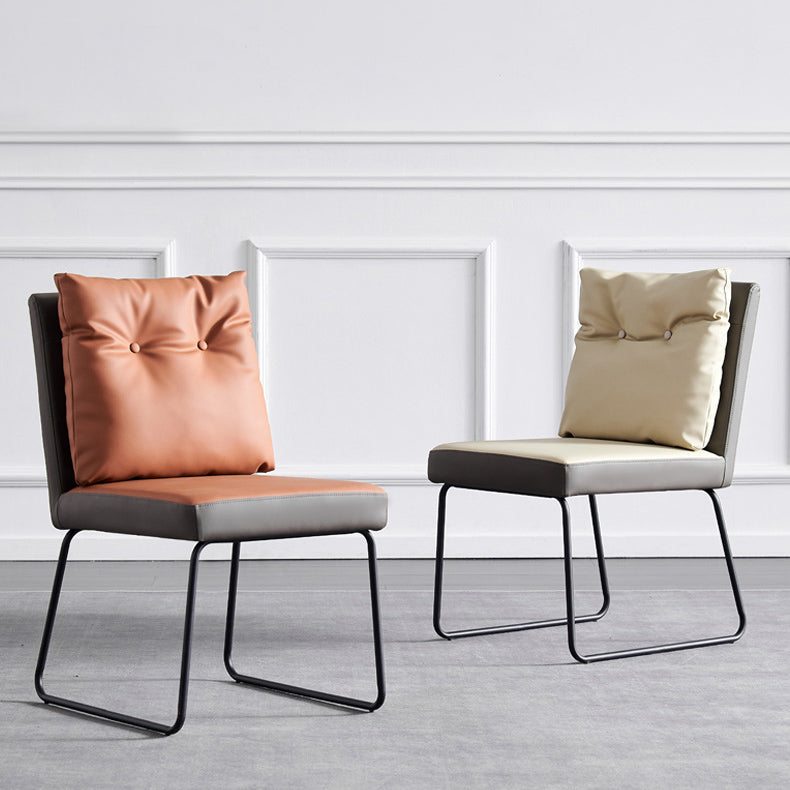 Chaise d'appoint industrielle d'intérieur Chaise de salle à manger rembourrée en métal à dossier solide (Ensemble de 2)