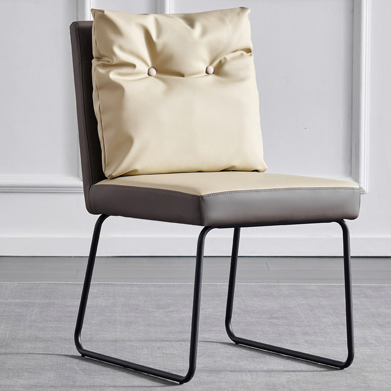 Chaise d'appoint industrielle d'intérieur Chaise de salle à manger rembourrée en métal à dossier solide (Ensemble de 2)