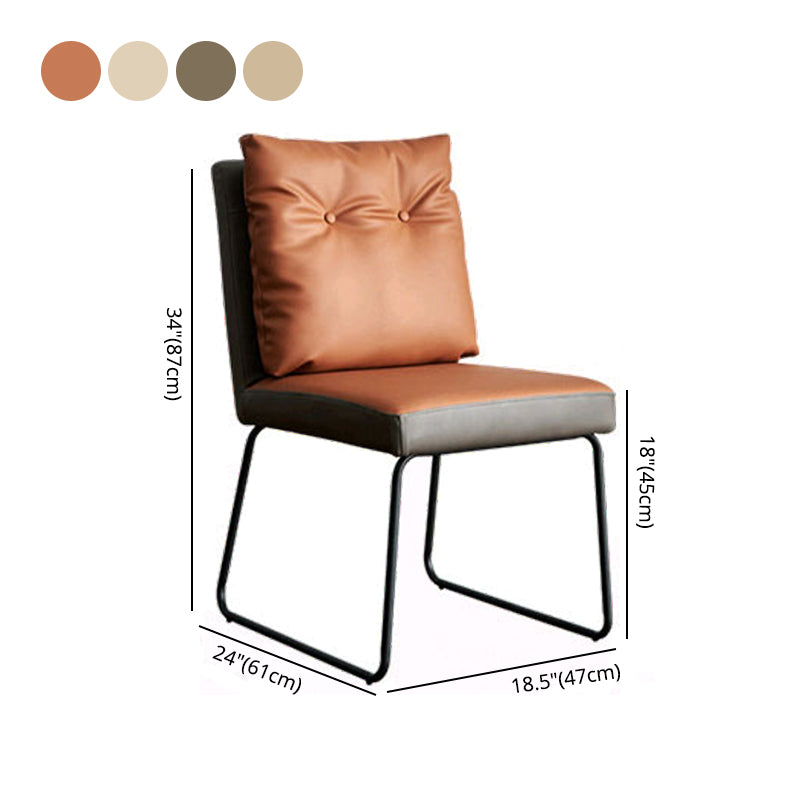 Chaise d'appoint industrielle d'intérieur Chaise de salle à manger rembourrée en métal à dossier solide (Ensemble de 2)