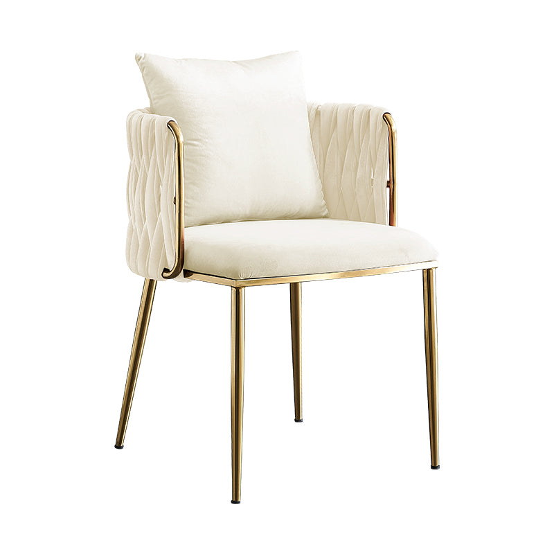 Minimalist Style Arm Chair Upholstered Barrel Back Single Dining Chair for Home Use