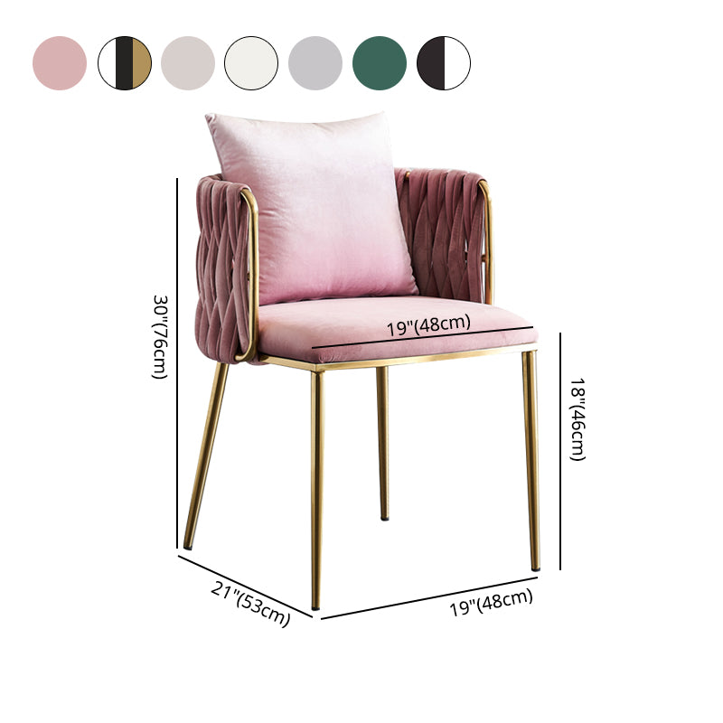 Minimalist Style Arm Chair Upholstered Barrel Back Single Dining Chair for Home Use
