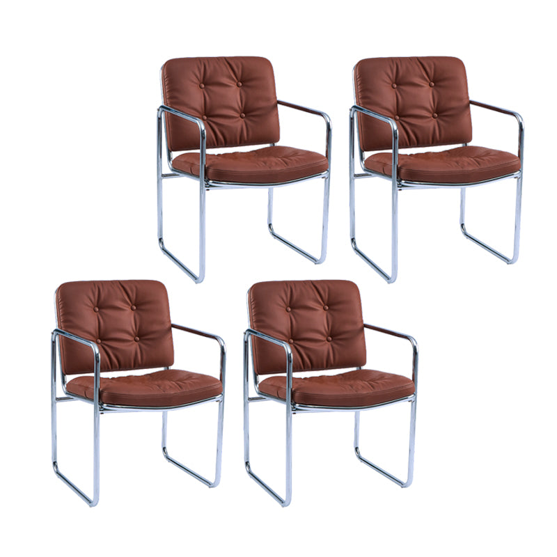 Minimalist Style Upholstered Arm Dining Chairs Solid Back Dining Side Chairs