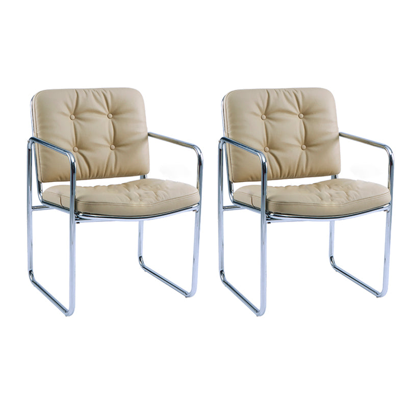 Minimalist Style Upholstered Arm Dining Chairs Solid Back Dining Side Chairs