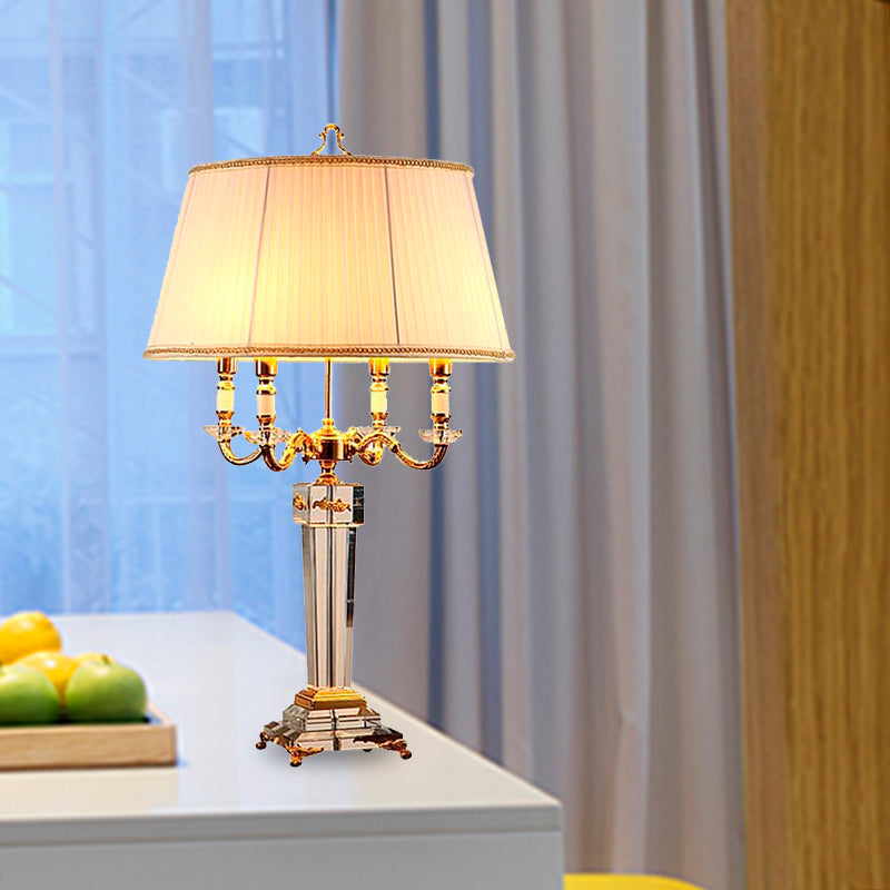 4 têtes de salon de bureau lampe à lecture blanche moderne Lumière avec une teinte en tissu de tambour