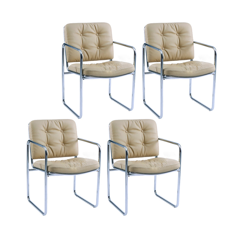 Minimalist Style Upholstered Arm Dining Chairs Solid Back Dining Side Chairs
