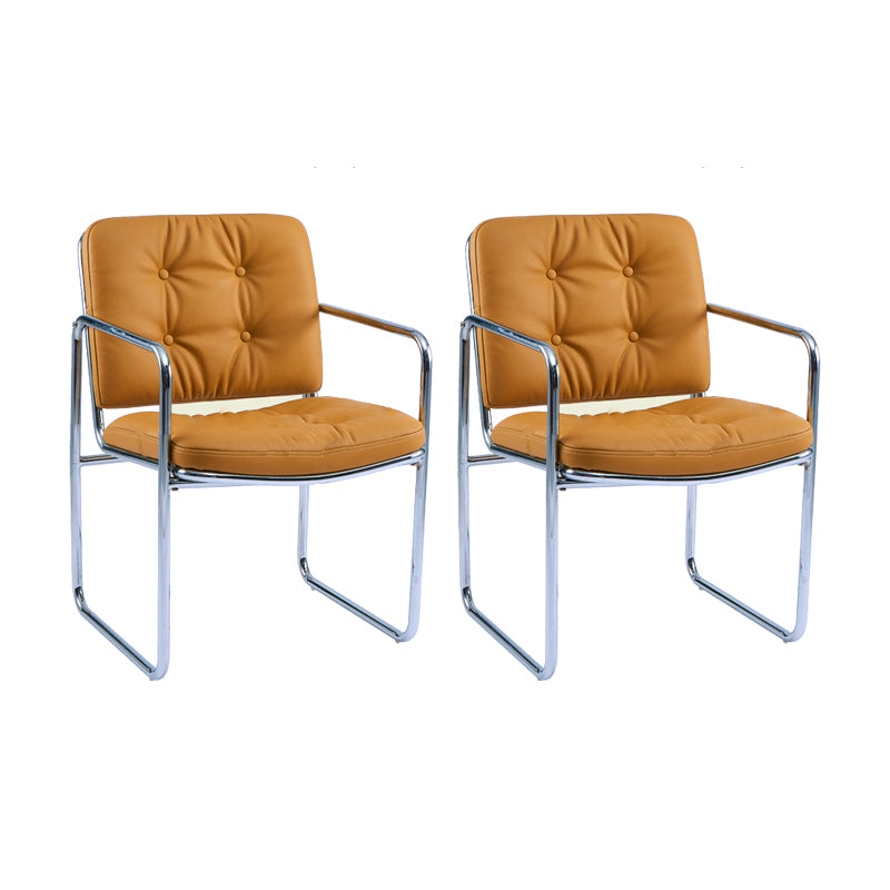 Minimalist Style Upholstered Arm Dining Chairs Solid Back Dining Side Chairs