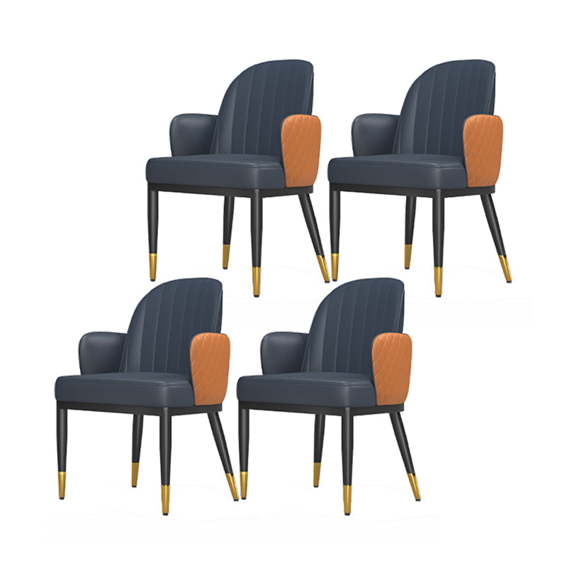 Minimalist Style Solid Back Dining Side Chairs Leather Dining Chairs for Kitchen