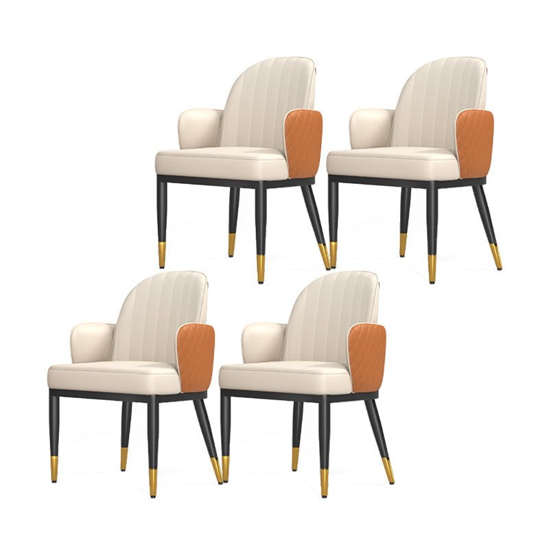 Minimalist Style Solid Back Dining Side Chairs Leather Dining Chairs for Kitchen