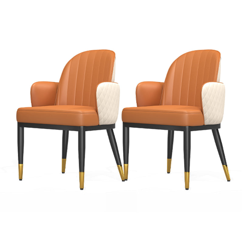 Minimalist Style Solid Back Dining Side Chairs Leather Dining Chairs for Kitchen