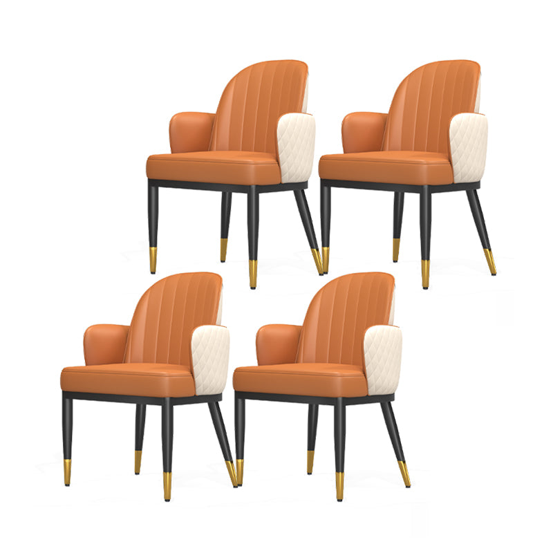 Minimalist Style Solid Back Dining Side Chairs Leather Dining Chairs for Kitchen