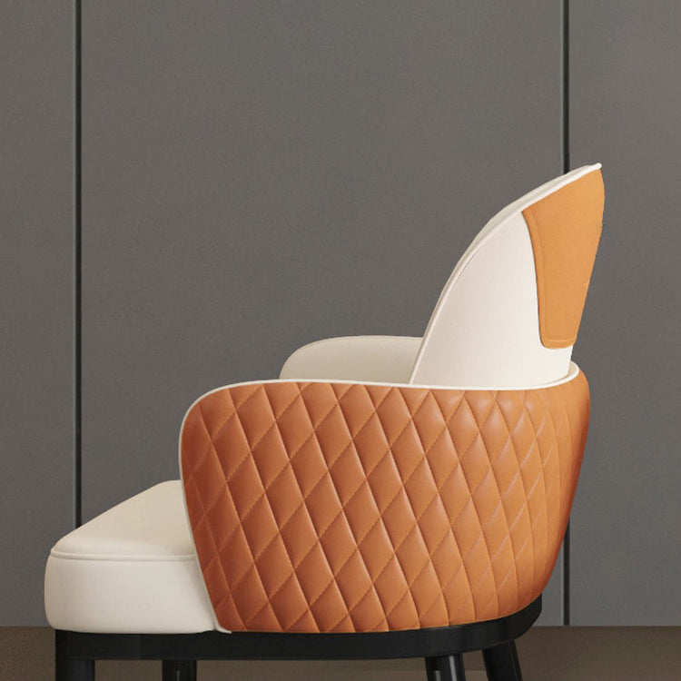 Minimalist Style Solid Back Dining Side Chairs Leather Dining Chairs for Kitchen