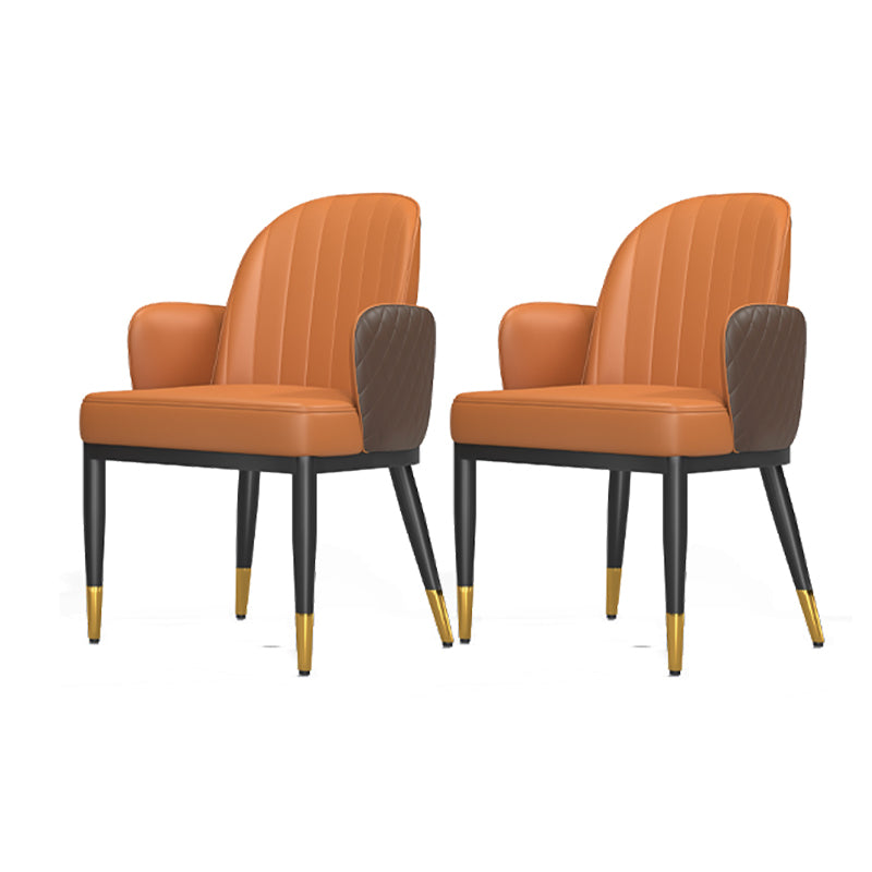 Minimalist Style Solid Back Dining Side Chairs Leather Dining Chairs for Kitchen