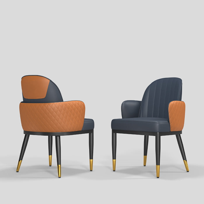 Minimalist Style Solid Back Dining Side Chairs Leather Dining Chairs for Kitchen