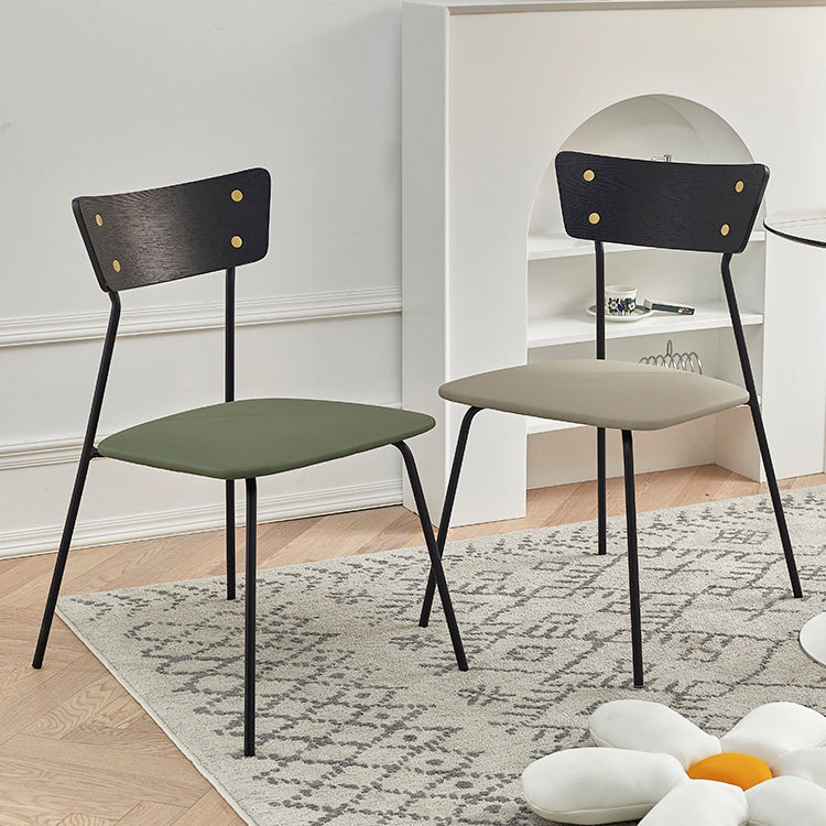 Industrial Style Upholstered Armless Dining Chairs Open Back Dining Side Chairs for Home
