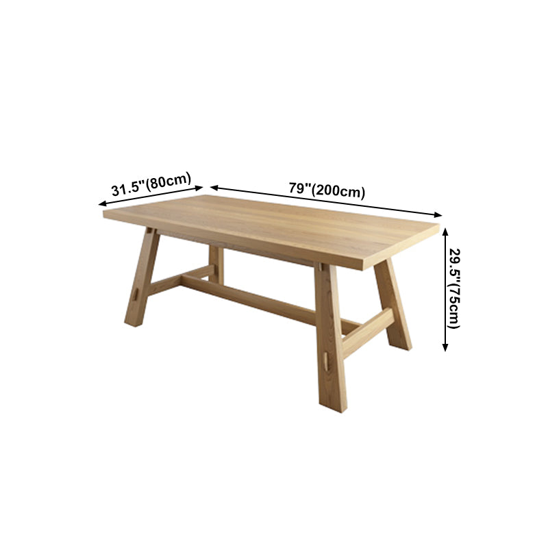 Modern Pine Wood Table for Restaurant Rectangle Dining Table with Trestle Base