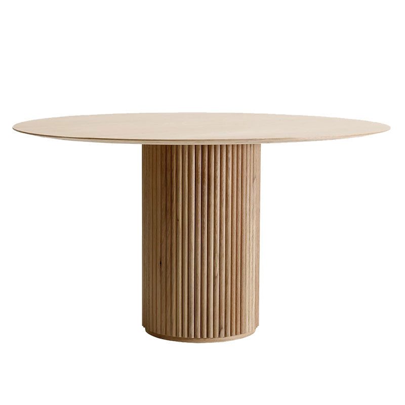 Mesa de comedor de madera sólida redonda colección de comedor estilo simplicidad con pedestal casual