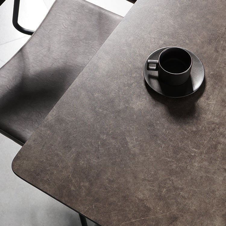 Mesa de comedor de estilo industrial Mesa de comedor marrón 4 patas con marco negro