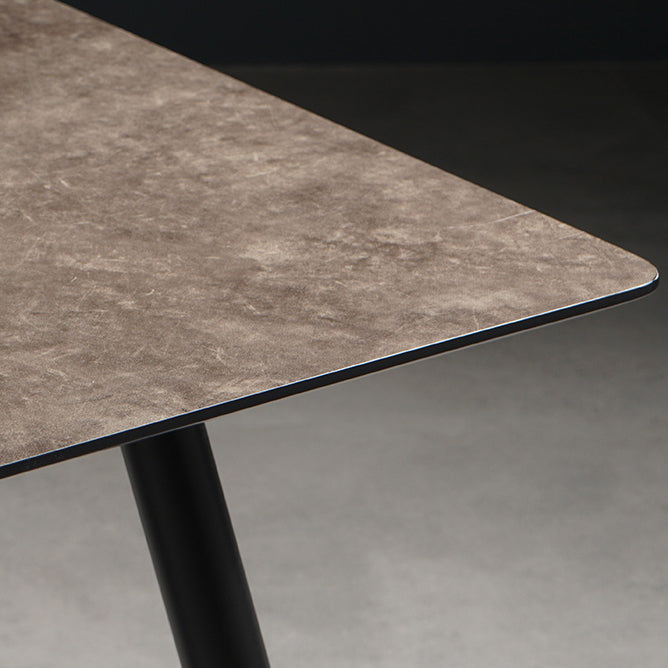 Mesa de comedor de estilo industrial Mesa de comedor marrón 4 patas con marco negro