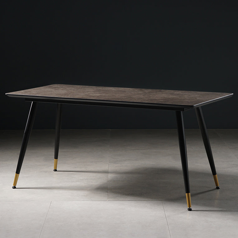 Mesa de comedor de estilo industrial Mesa de comedor marrón 4 patas con marco negro