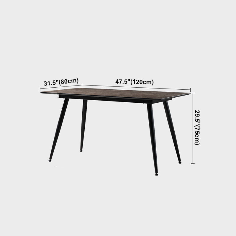 Mesa de comedor de estilo industrial Mesa de comedor marrón 4 patas con marco negro