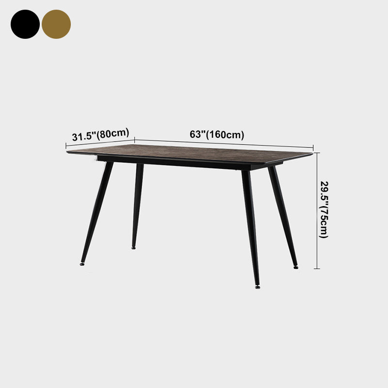 Mesa de comedor de estilo industrial Mesa de comedor marrón 4 patas con marco negro