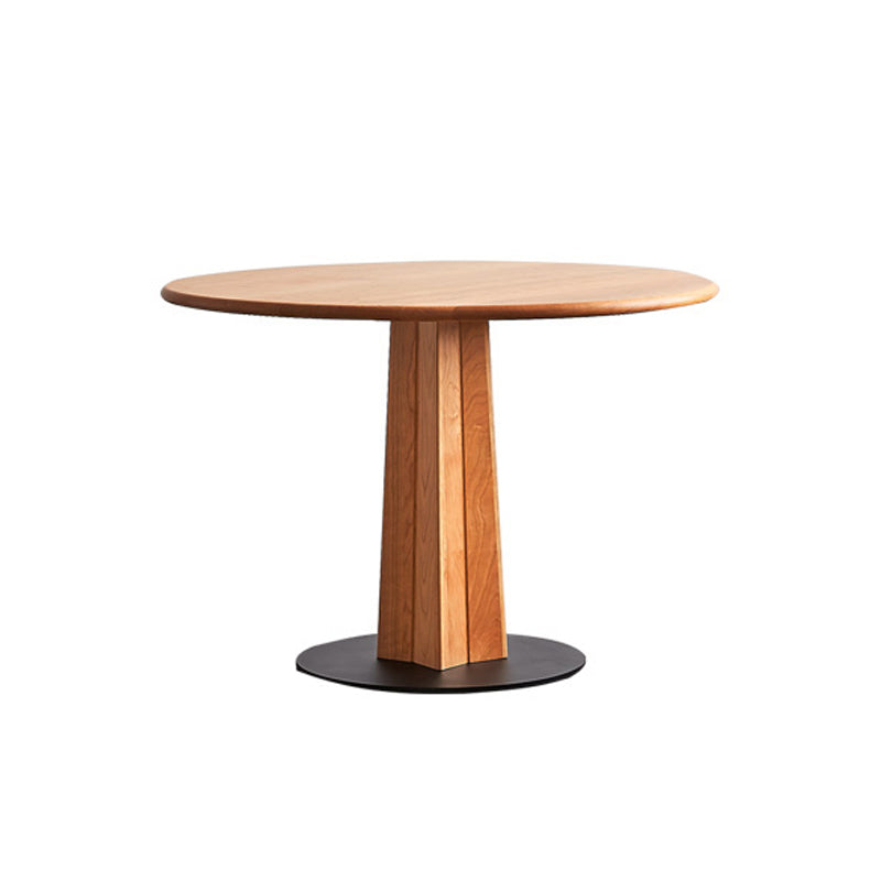 Solid Wood Round Dining Table Simplicity Dining Table with Pedestal Casual