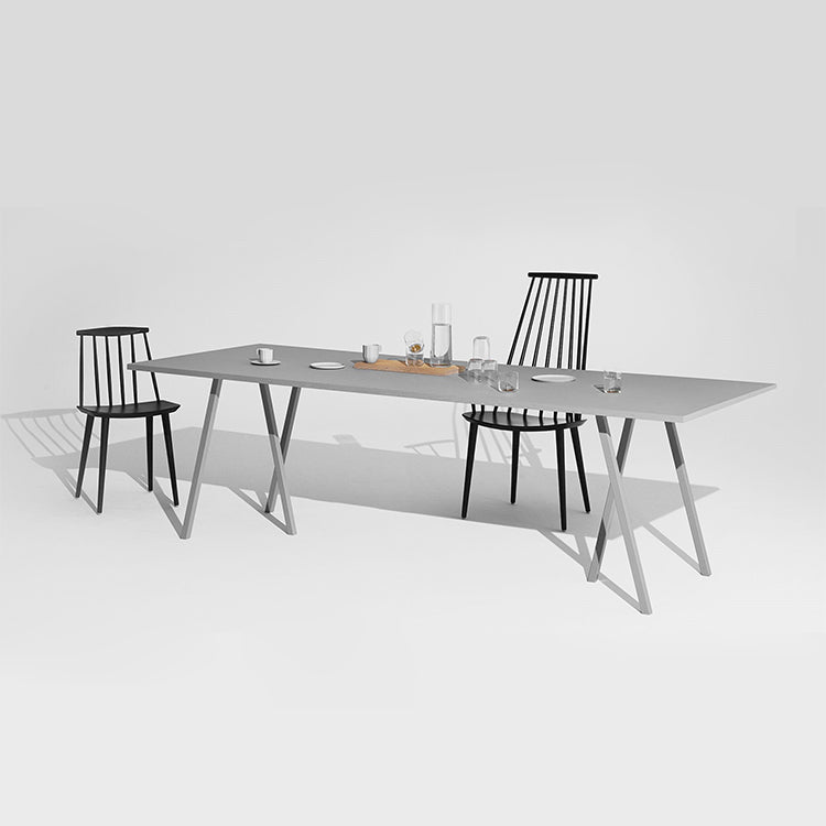 Mesa rectangular moderna de madera maciza, mesa interior con tapa de madera y patas