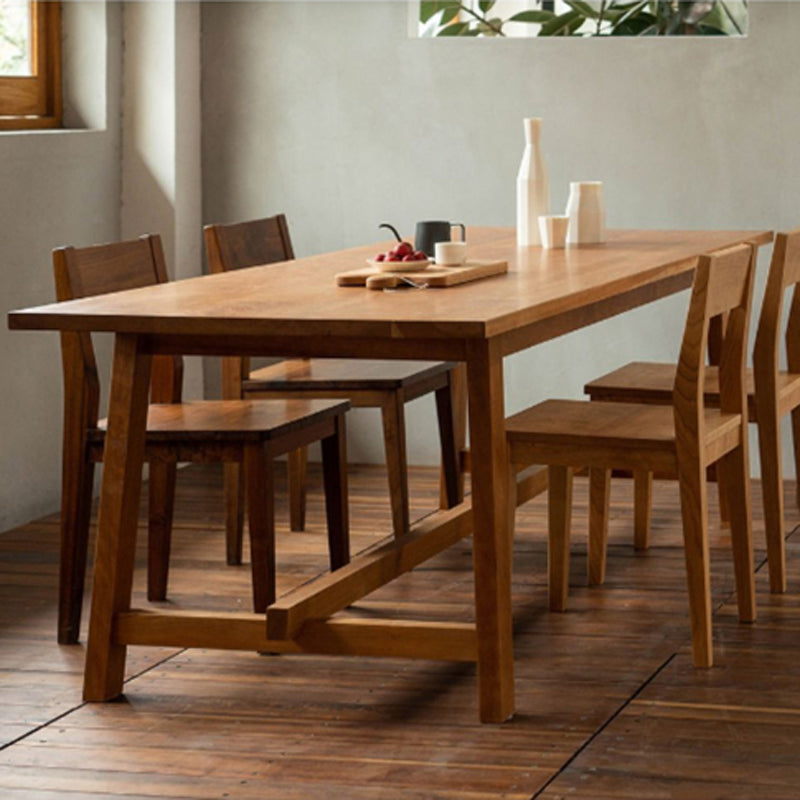 Mesa de madera moderna para mesa de comedor rectangular de restaurantes con base de caballete