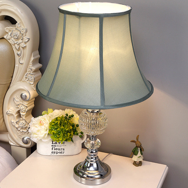 1 tête de salle à manger lampe de bureau nordique Blue Task Light avec une teinte en tissu de cloche lambrissé