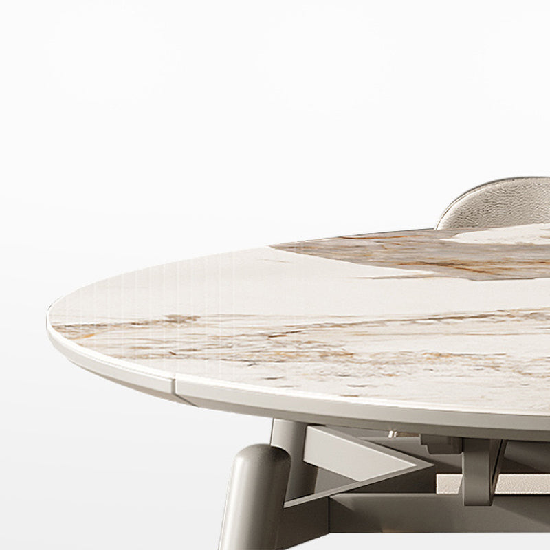 Modern Gray Round Shape Table Sintered Stone Kitchen Dining Table with 4 Legs Base